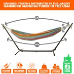 Brazilian Premium Polycotton Fabric Hammock Combo with Space Saving Stand & Storage Bag - Multicolor Stripe